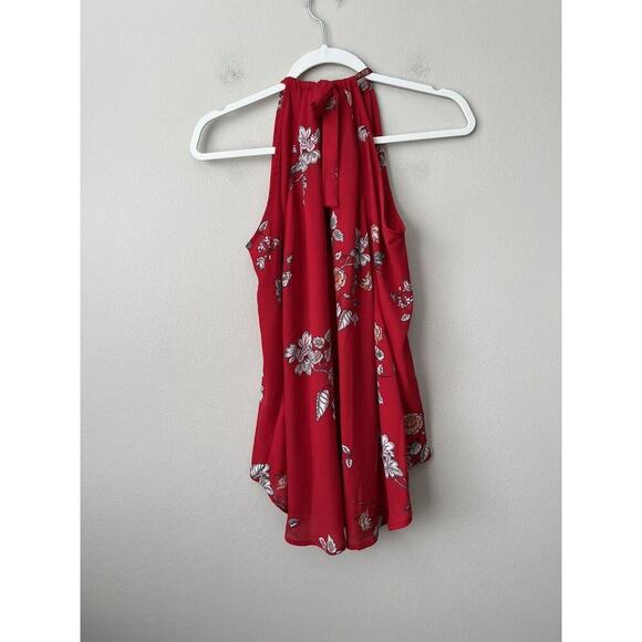 BB DAKOTA Top Womens Small Laura Floral Print High Low Red Halter Tie Flowy Boho - Picture 7 of 8
